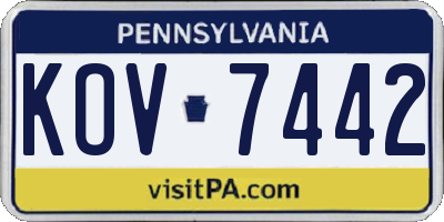 PA license plate KOV7442