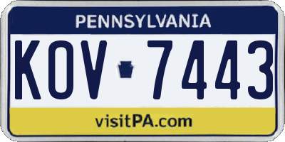 PA license plate KOV7443