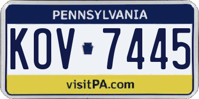 PA license plate KOV7445