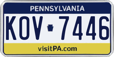 PA license plate KOV7446