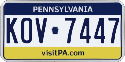 PA license plate KOV7447