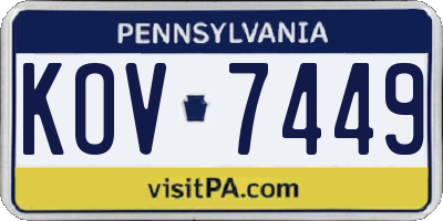 PA license plate KOV7449