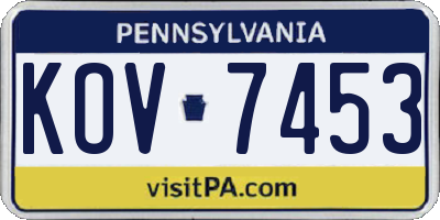PA license plate KOV7453