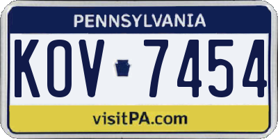 PA license plate KOV7454