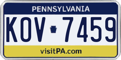 PA license plate KOV7459