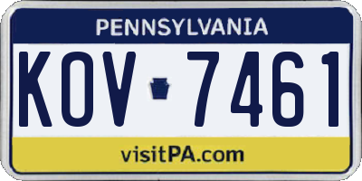 PA license plate KOV7461