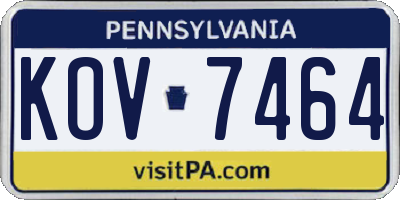 PA license plate KOV7464