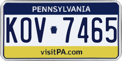 PA license plate KOV7465