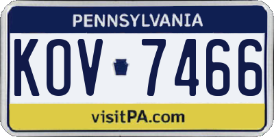 PA license plate KOV7466