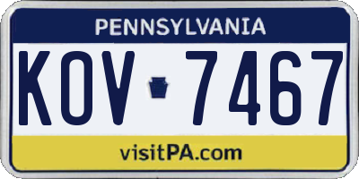 PA license plate KOV7467