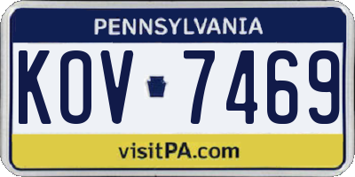 PA license plate KOV7469