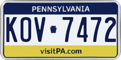 PA license plate KOV7472