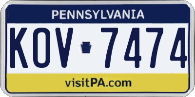PA license plate KOV7474