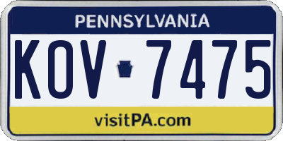 PA license plate KOV7475