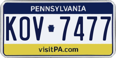 PA license plate KOV7477