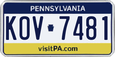 PA license plate KOV7481