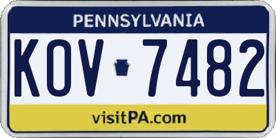 PA license plate KOV7482