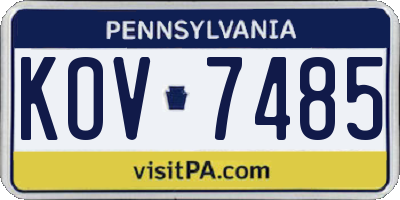 PA license plate KOV7485