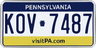 PA license plate KOV7487