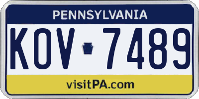 PA license plate KOV7489