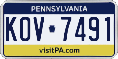 PA license plate KOV7491
