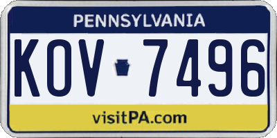 PA license plate KOV7496