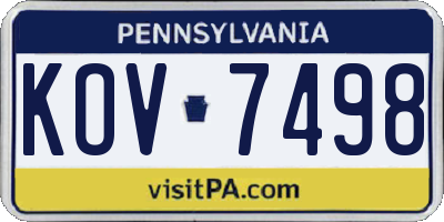 PA license plate KOV7498
