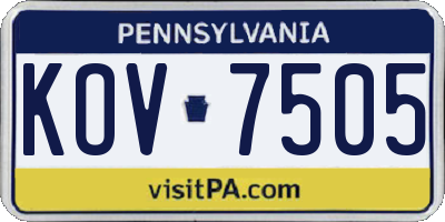 PA license plate KOV7505