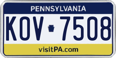 PA license plate KOV7508