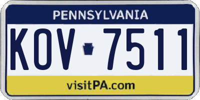 PA license plate KOV7511