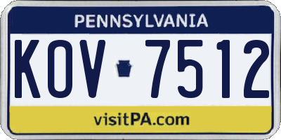 PA license plate KOV7512