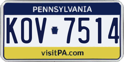 PA license plate KOV7514