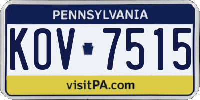 PA license plate KOV7515