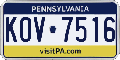 PA license plate KOV7516