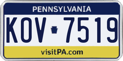 PA license plate KOV7519