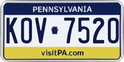 PA license plate KOV7520