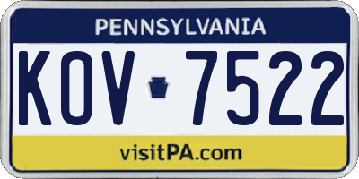 PA license plate KOV7522