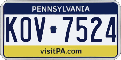 PA license plate KOV7524