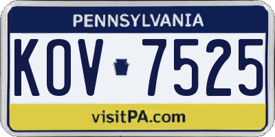 PA license plate KOV7525