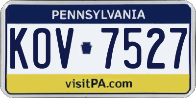 PA license plate KOV7527