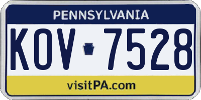 PA license plate KOV7528