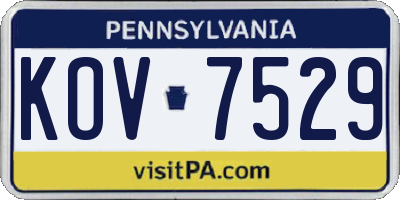 PA license plate KOV7529