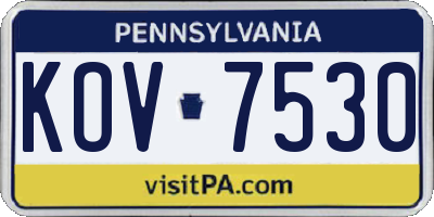 PA license plate KOV7530