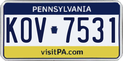 PA license plate KOV7531