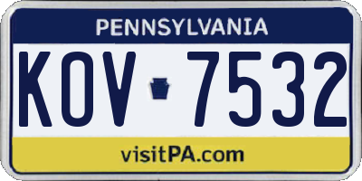 PA license plate KOV7532