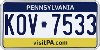 PA license plate KOV7533