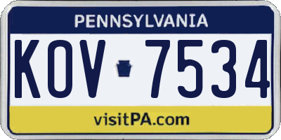 PA license plate KOV7534