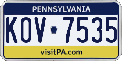 PA license plate KOV7535