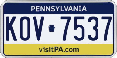 PA license plate KOV7537
