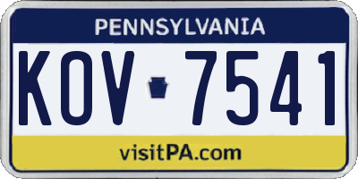 PA license plate KOV7541